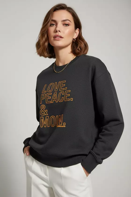 goldmarie Sweatshirt LOVE PEACE MOIN - orange-anthrazit meliert 