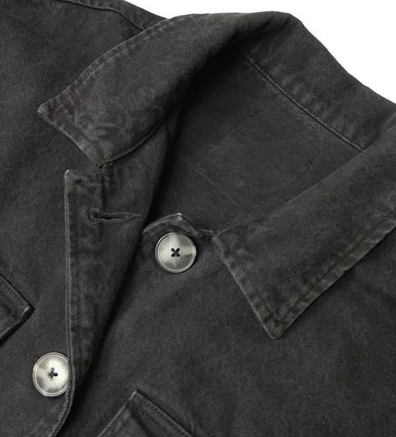 goldmarie Jeansjacke LOVE PEACE MOIN - Ethno Stickmuster mit Pompoms - denim schwarz 