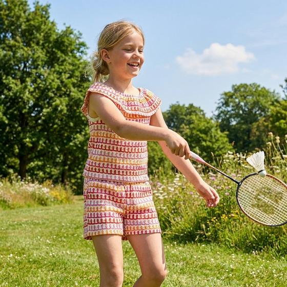 2-teiliges Häkel-Set, hinterlegt mit Baumwollstoff