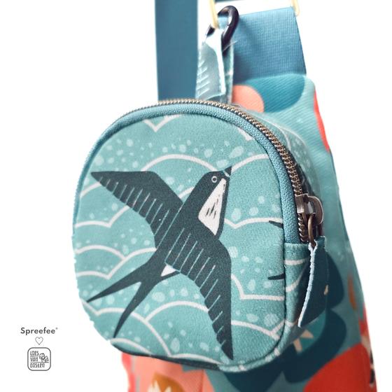 Graphic Nature Swallows Canvas aqua