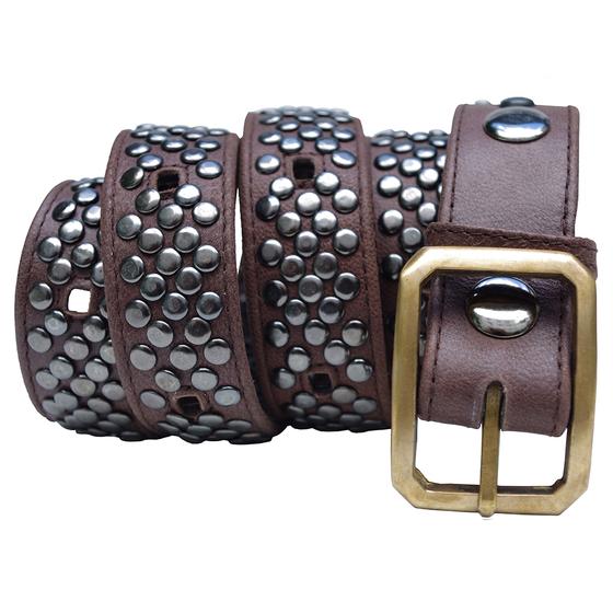 goldmarie Ledergürtel braun mit Nieten - 3cm breit 