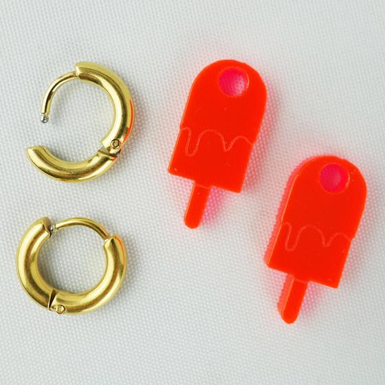 goldmarie Plexi Ohrringe MINI EIS AM STIEL - neon pink - 2cm