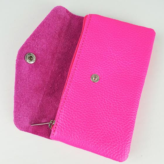 goldmarie Britt-Portemonnaie LOVE PEACE MOIN grey Label - Leder - neon pink - 15x9cm