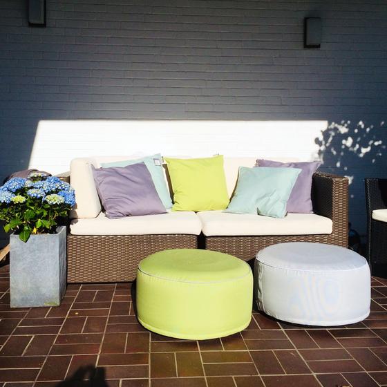 Sitzpouf aufblasbar Garten silbergrau