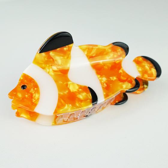 goldmarie Haarklammer CLOWNFISCH - orange-weiß-schwarz - 10cm