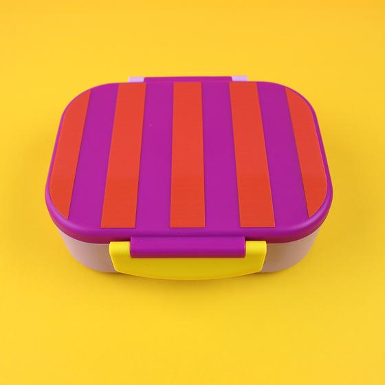 ava&yves Brotdose Lunchbox Stripes Violett Rot-Flieder