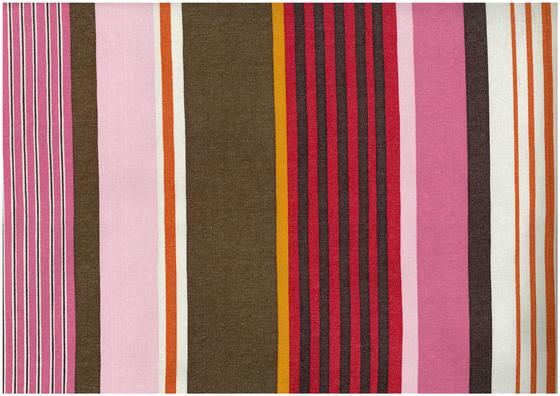 Kokka Dynamic Stripes Cotton Oxford Pink Multi – bunter Baumwollstoff mit dynamischem Streifenmuster in Pink zum Taschennähen.