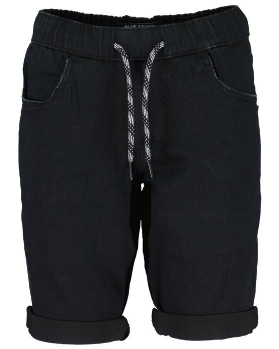 Jeans-Bermuda mit elastischem Bund, schwarz