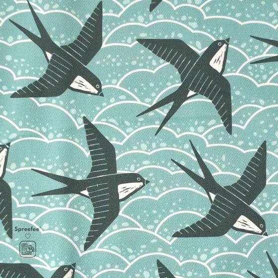 Graphic Nature Swallows Canvas aqua
