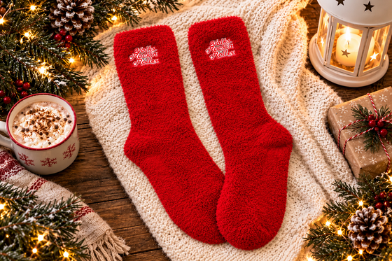 Kuschelsocken rot ohne Noppen
