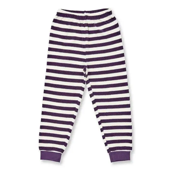 Sense Organics Pyjama Frottee Long John Pflaume Weiß Geringelt