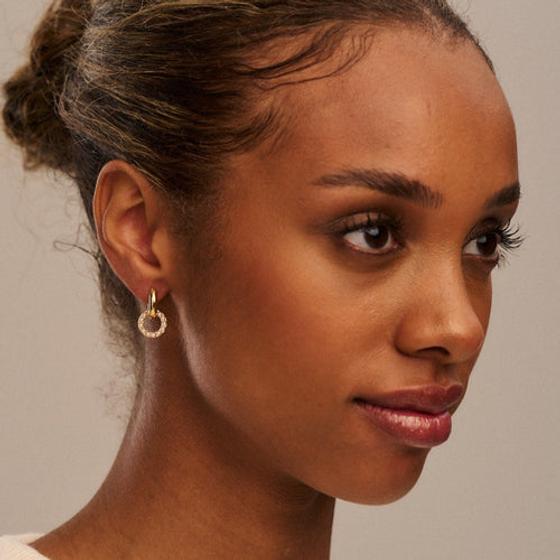 ORELIA Ohrringe mit Perlen-Ring-Anhänger ORE27770 - Messing vergoldet