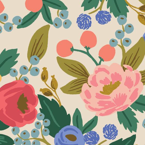 Rifle Paper Co. Canvas - Vintage Garden - Vintage Blossom Cream Canvas Metallic Fabric