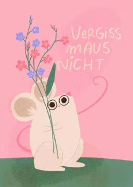 Postkarte Vergiss Maus nicht von Slinga Illustration