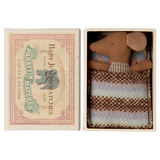 Maileg Sleepy Wakey Baby Maus in Streichholzschachtel Rose