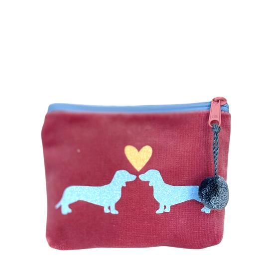 Frau Heidelberg Kosmetiktasche S rosa hellblau DACKEL