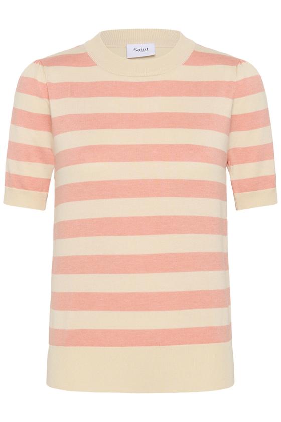 SAINT TROPEZ MilaSZ SS Striped Pullover 30513931 - beige-peach