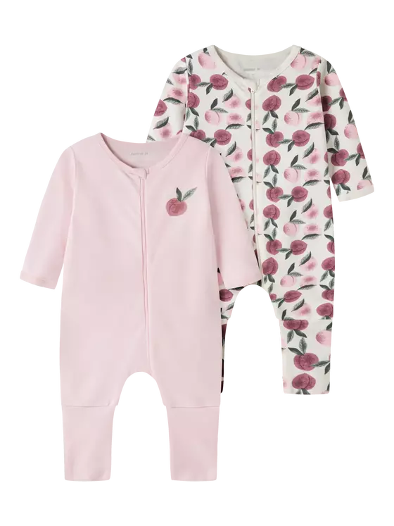 Name It 2er Pack Nightsuit Zipper Peaches Jet Stream Parfait Pink