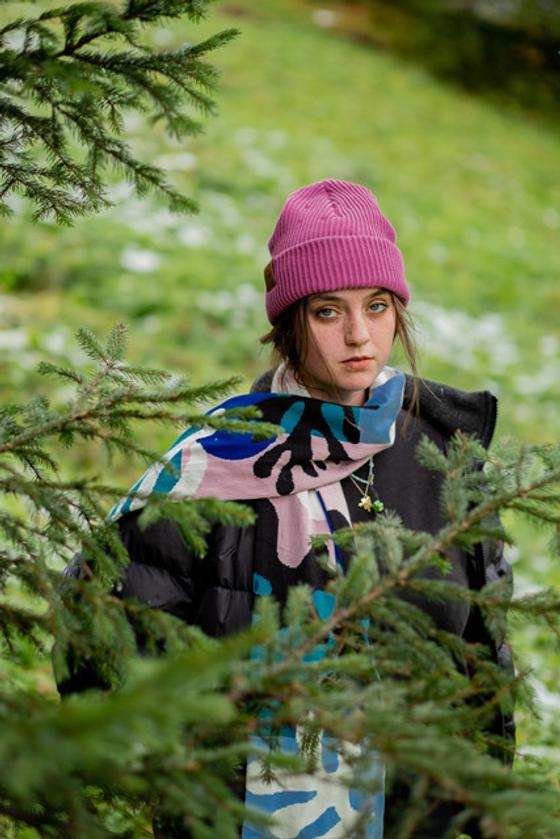 Hat warm thick, violet 100% Biobaumwolle