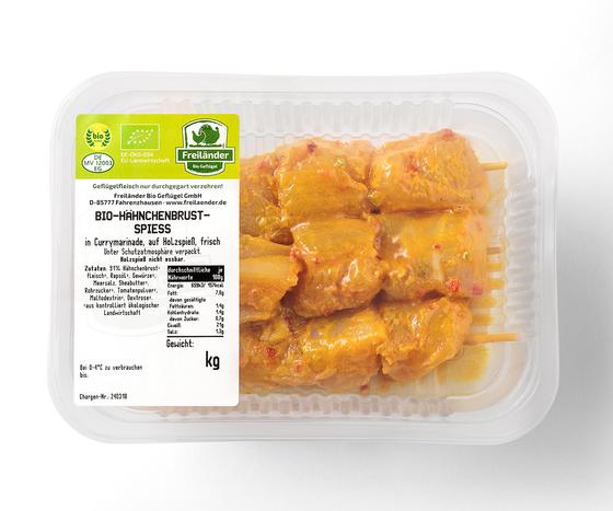 Bio Hähnchenbrustspieß mariniert Curry