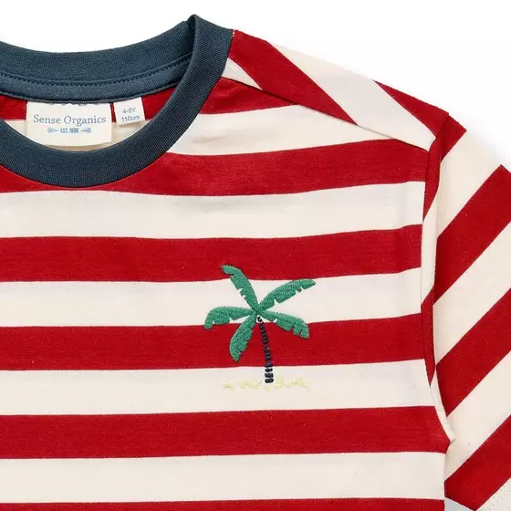 Sense Organics T-Shirt Oswin Rusty Red Stripes