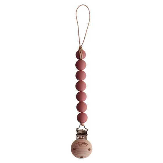 Mushie Pacifier Clips Halo Redwood