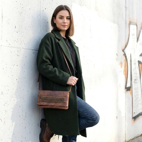 goldmarie Handtasche CHAIN WALLET Leder braun-brass