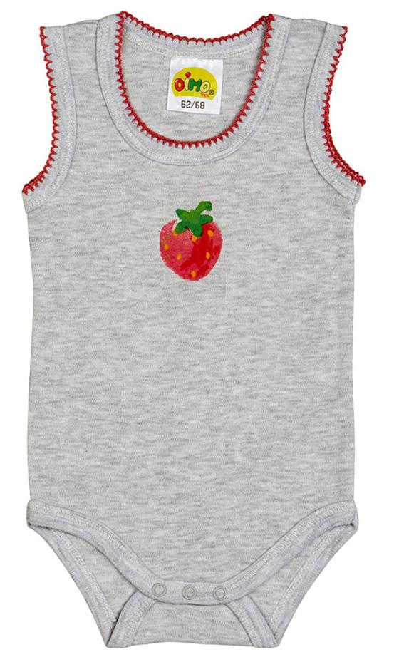 Body "Erdbeere" ohne Arm, reine Biobaumwolle