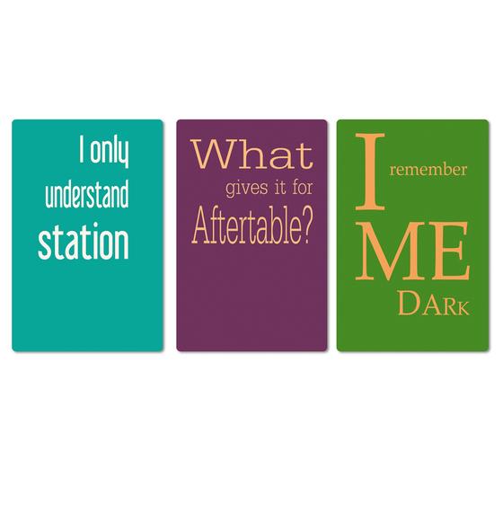 Magnet-Set mit 3 Denglisch-Magneten, türkis, Brombeer, hoffnungsgrün - I only understand station - What gives it for aftertable - I remember me dark 