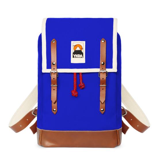 Ykra Matra Blue Leather Strap and Bottom Backpack 14L