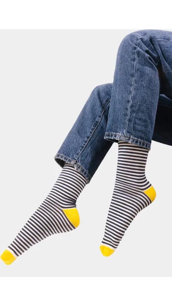 Organic Socken Ringel Marine Blue White Stripes