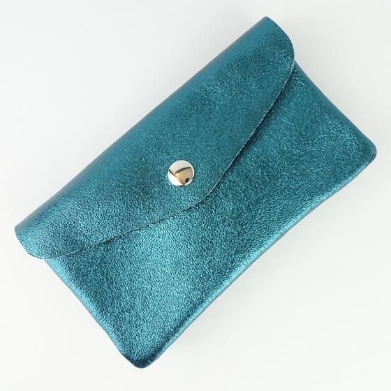 goldmarie Britt-Portemonnaie MOINGIORNO Leo Label - Leder petrol metallic - 15x9cm