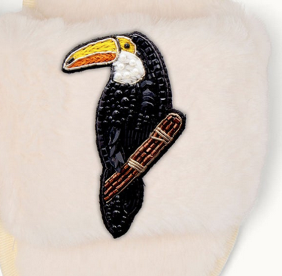By Vivi. Brosche TUKAN - für Slipper, Kleidung, Taschen und mehr - schwarz-bunt