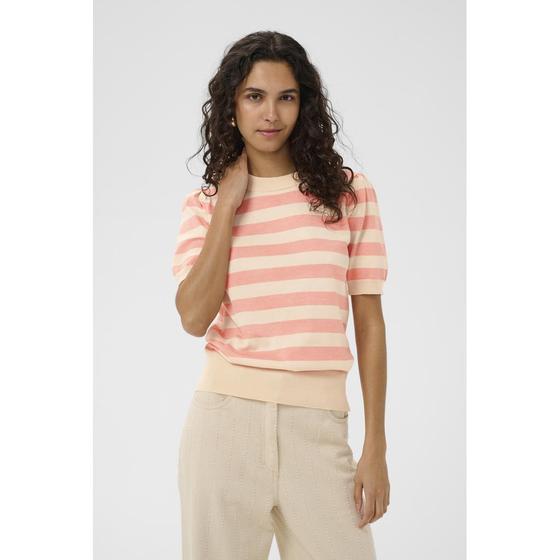 SAINT TROPEZ MilaSZ SS Striped Pullover 30513931 - beige-peach