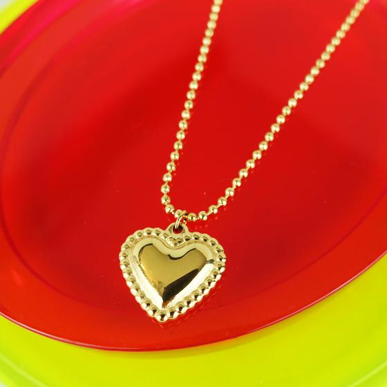 goldmarie Kette HERZ mit Zierrand - Stahl vergoldet -1,3cm 