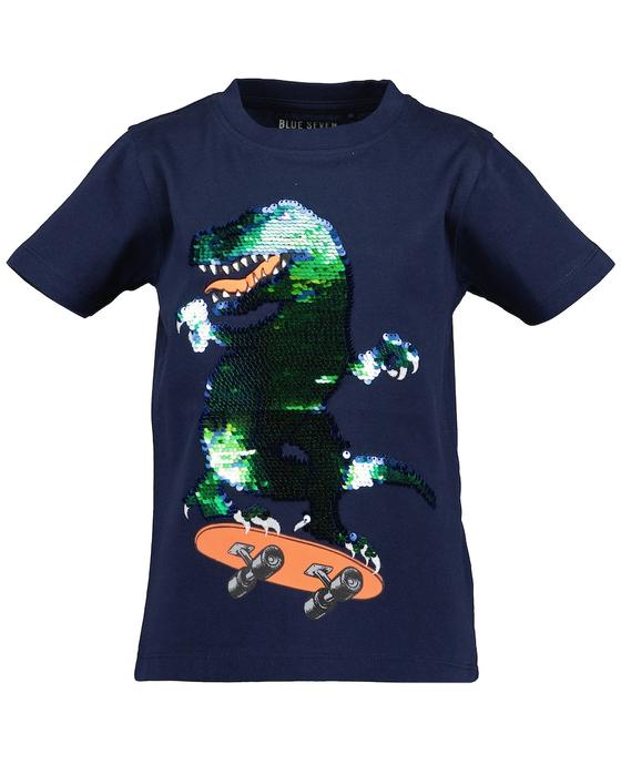 T-Shirt "Skating Dino" mit Wendepailletten, reine Baumwolle, dunkelblau