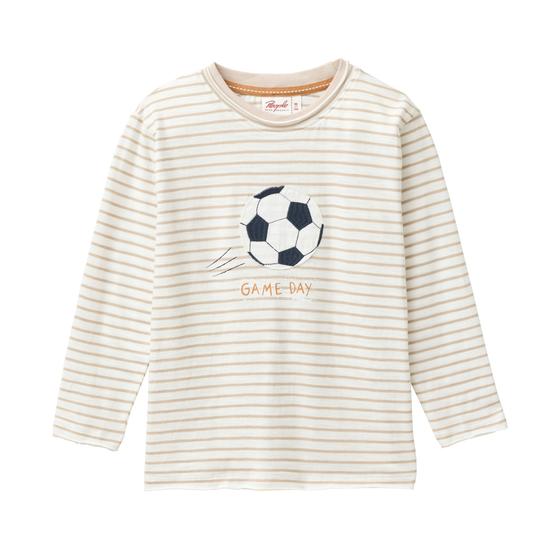 People wear Organic Langarmshirt Fußball Dunkelsand Geringelt
