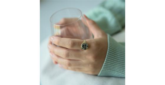 Round Stone Ring Messing Dalmatiner Jaspiz