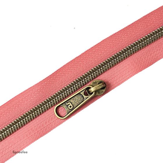 Endlos Reißverschluss flamingo altmessing metallisiert für Taschen nähen Made in Germany