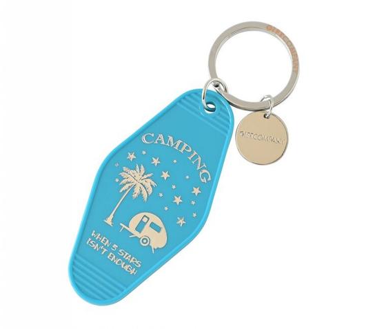 GIFTCOMPANY Schlüsselanhänger CAMPING türkis-silber