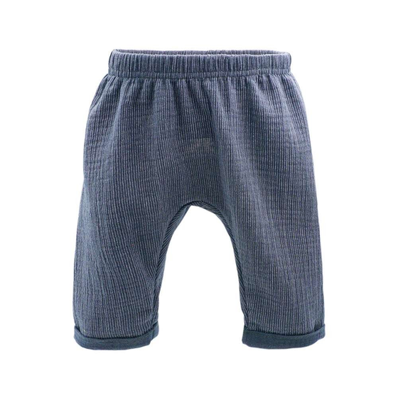 Musselin-Hose, Biobaumwolle, GOTS-zertifiziert, altindigo-weiß-gestreift