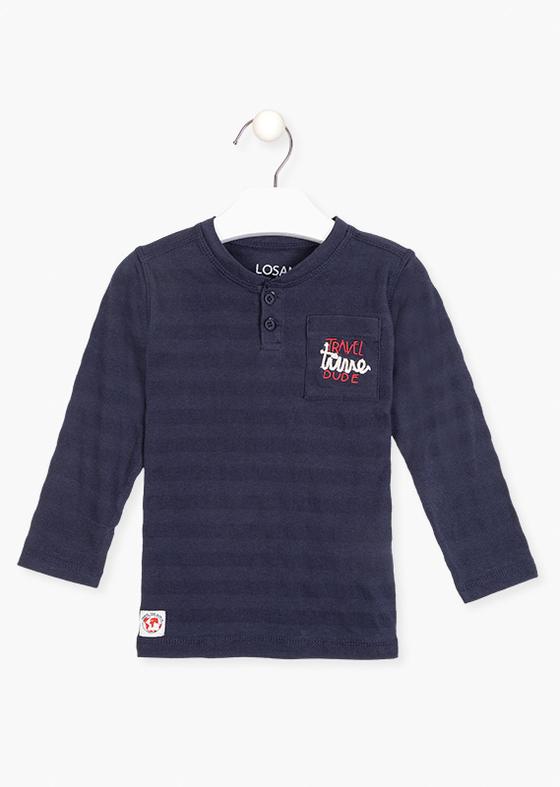 Langarmshirt "Travel Dude" mit Knöpfen