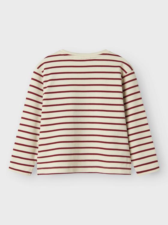 Lil' Atelier Langarm Shirt Streifen Turtledove Red Dahlia
