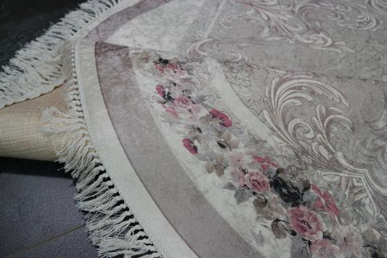 (1)Yikanabilir "DINARSU" HALI Yuvarlak 150 x 150 cm güllü eskitme pembe