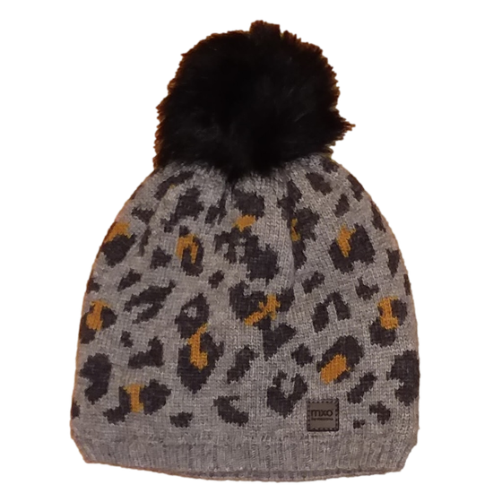 Strickmütze "Leo" mit Kunstfell-Pompon, gefüttert
