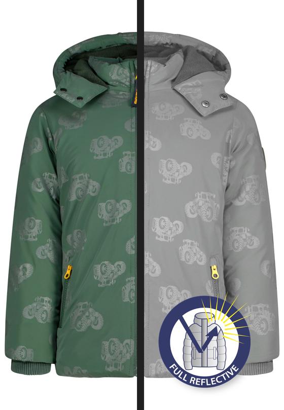 Reflektierende Winterjacke "Traktor", Fleecefutter, cypress
