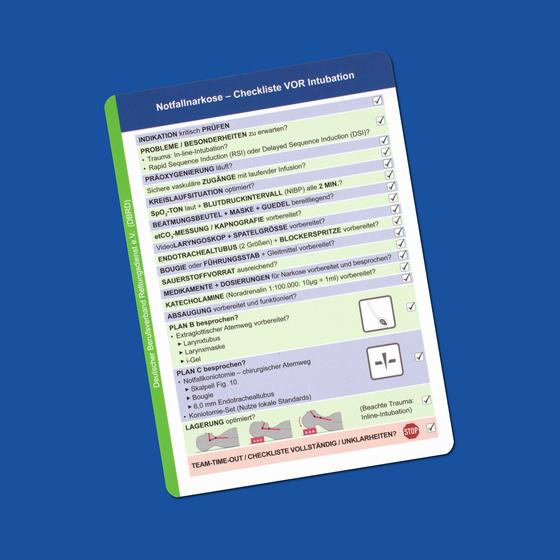 Taschenkarte - Notfallnarkose, beide Seiten