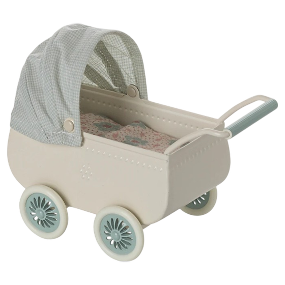 Maileg Kinderwagen mit Babymaus Minze