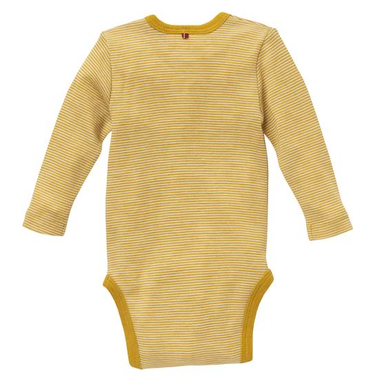 People wear Organic Wolle Seide Body Langarm Senf geringelt