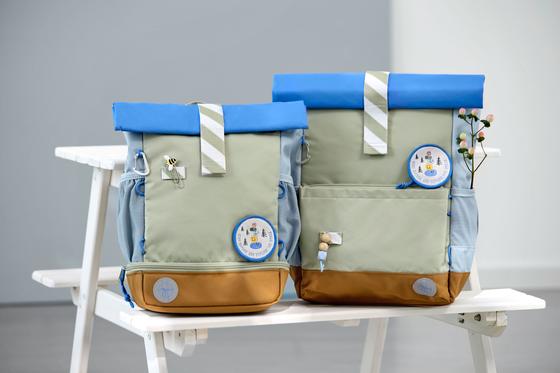 Lässig Kinderrucksack Rolltop Sunny Explorer Grün Blau